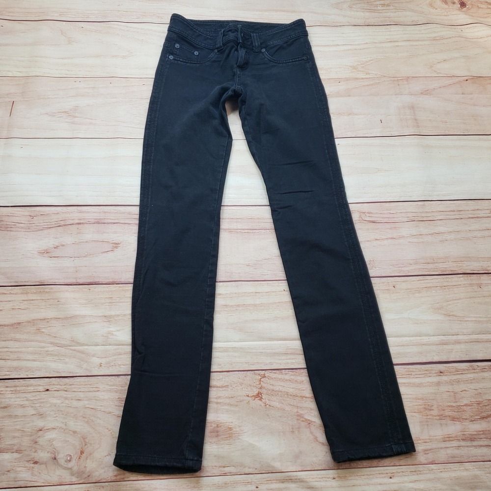VINTAGE GUESS Jeans Womens 24 Black Skinny Slim Stretch Low Rise Denim Y2K 00s